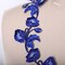 2 Pieces Royal Blue Embroidered Flower Applique Patches with Iron On Backing
